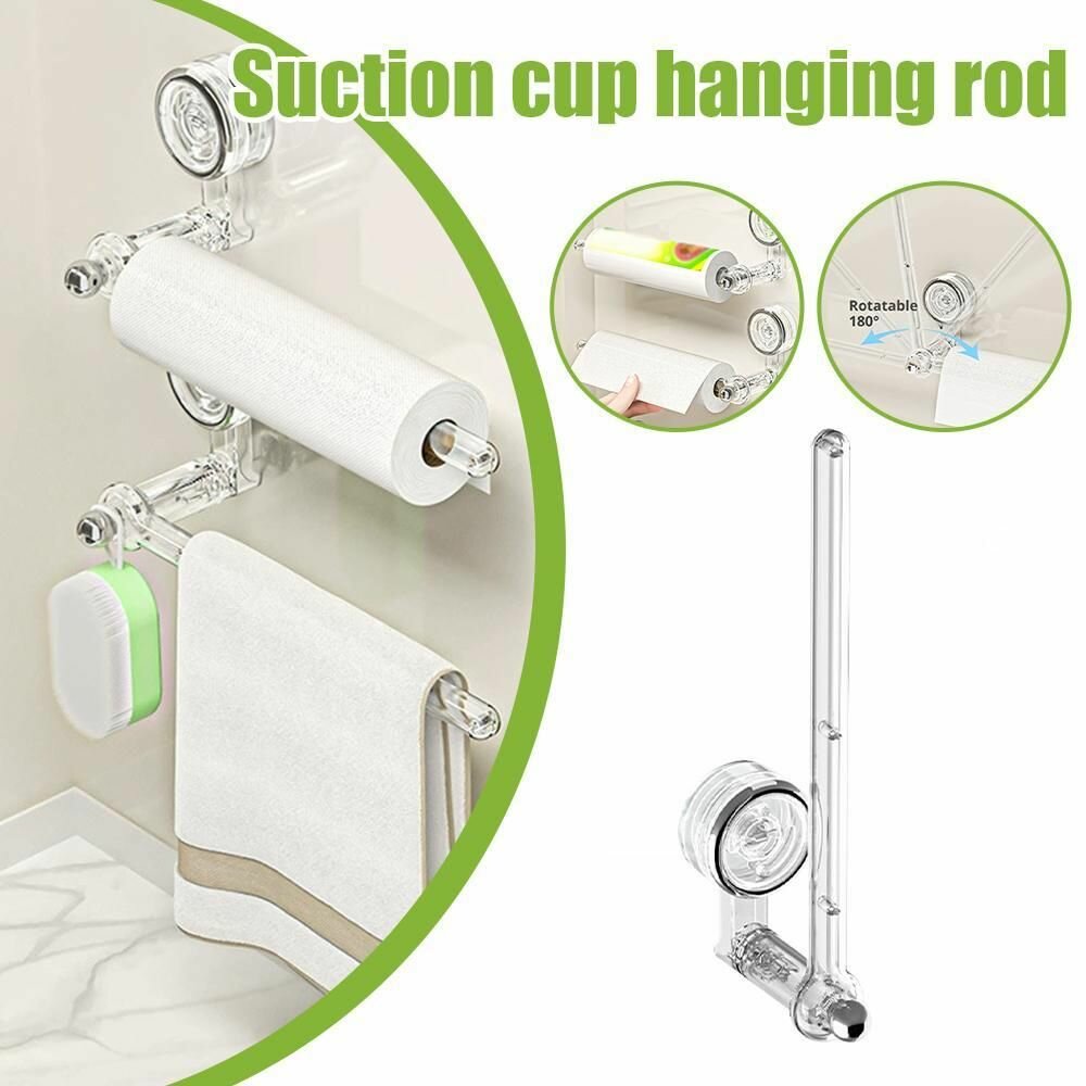 Настенный держатель для кухонных бумажных полотенец на присоске не нужно пробивать отверстия.