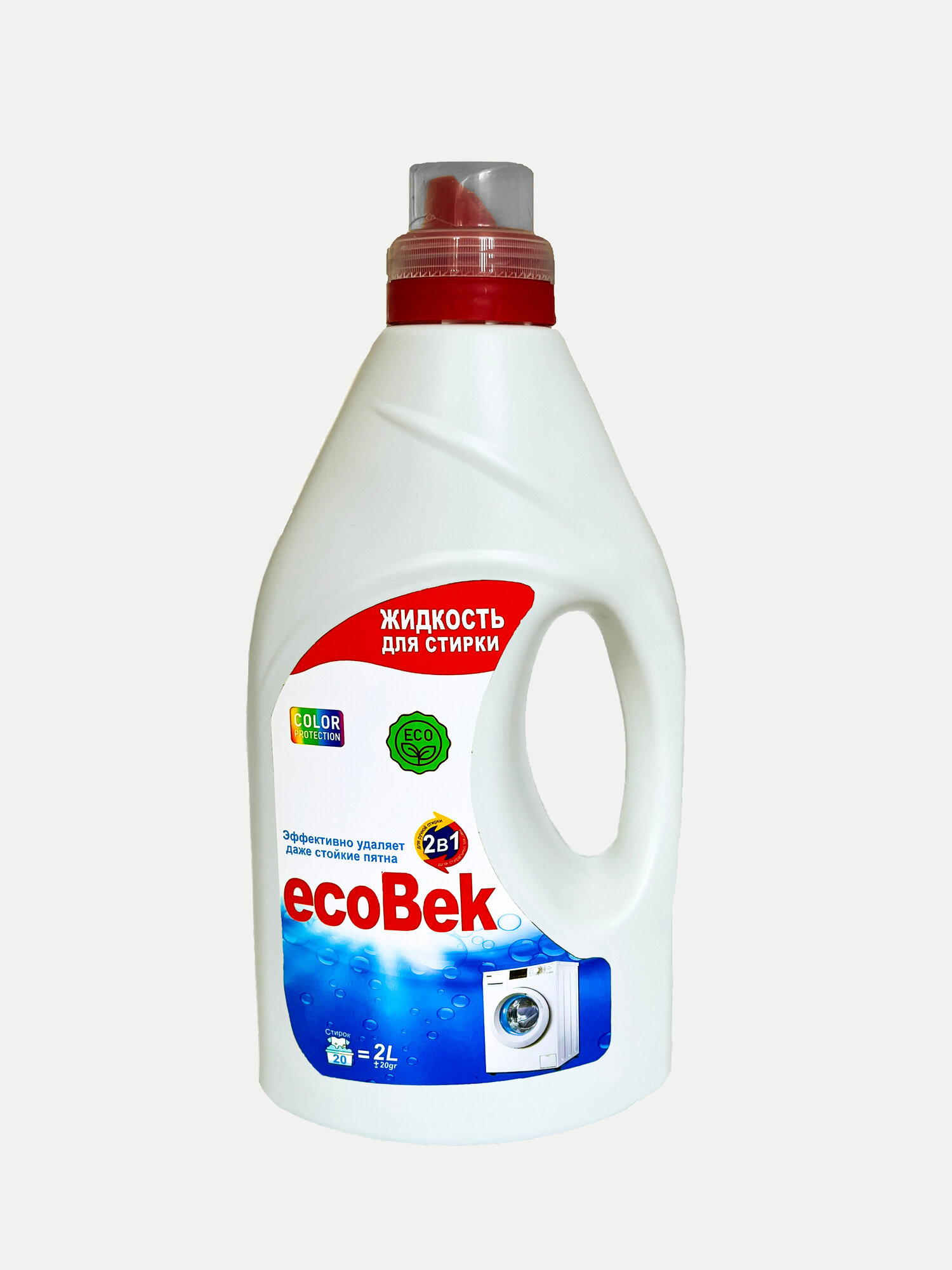Гель для стирки "ecoBek" 2в1 , для стиральных машин и для ручной стирки, 2л