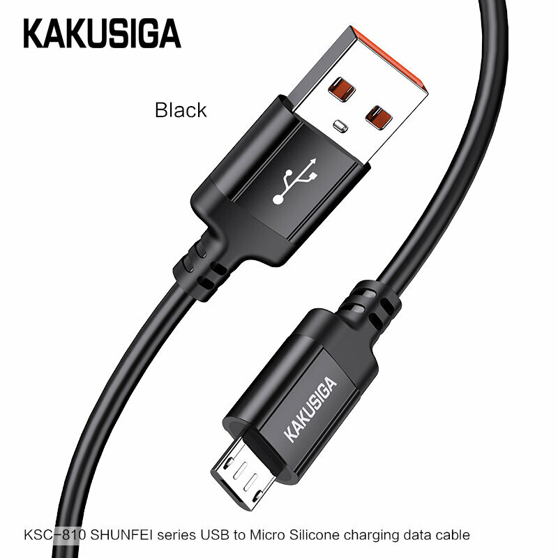 Кабель USB KAKUSIGA KSC-810 V8, для быстрой зарядки и передачи данных, черный