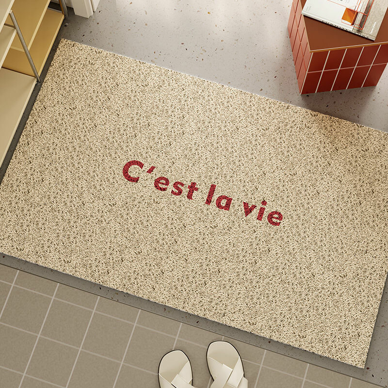 Бежевый текстовый коврик для пола C'est la vie/Это и есть жизнь 40x60 см