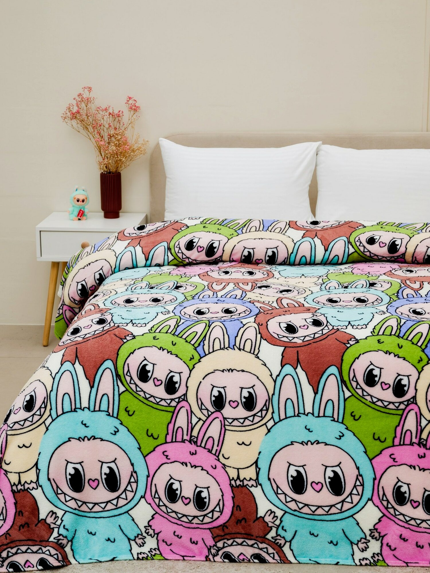 Плед 200х220 Павлинка Лабубу компания, евро, детский, пушистый, мягкий — фото 1