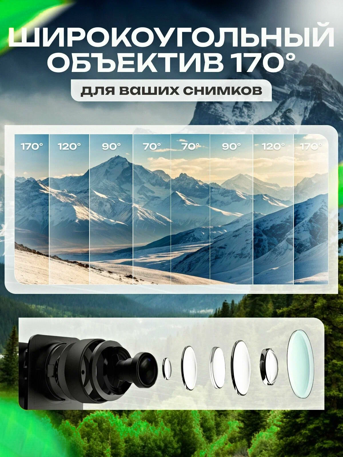 Изображение Экшен камера 4к, экшн-камера 4k с микрофоном, wifi приложение, водонепроницаемый чехол, универсальное крепление, черный