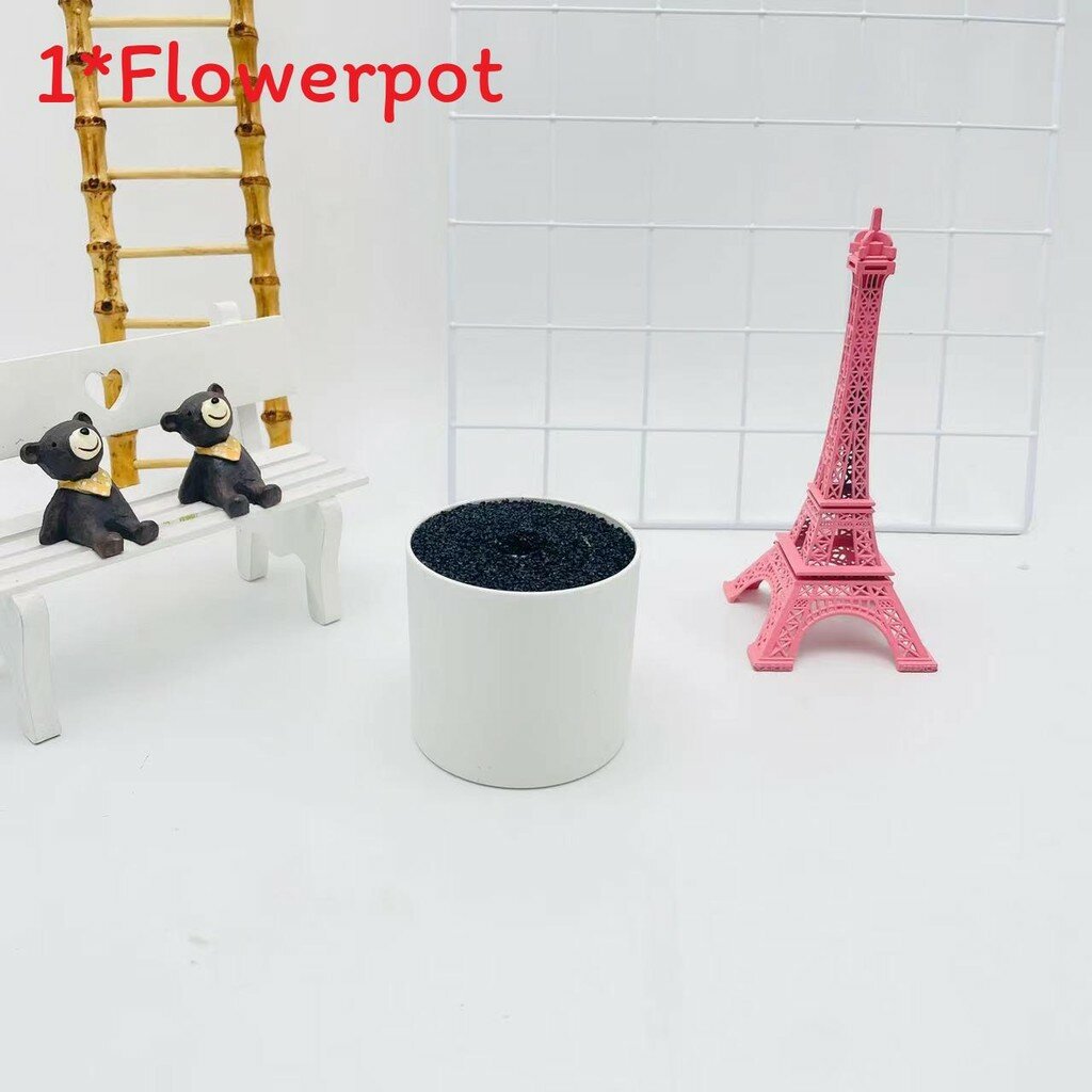 Plastic flower container with embossed stone surface for indoor plant display and crafting