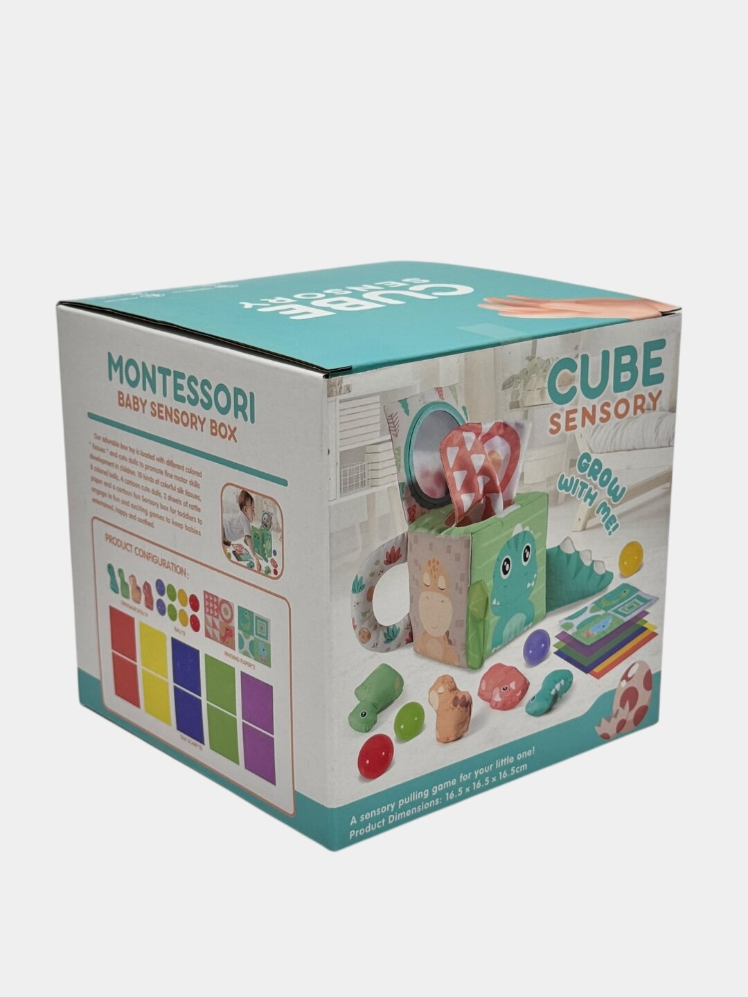 Сенсорный куб Montessori Cube, развивающий, мягкий, для детей, эко. Код. 27448