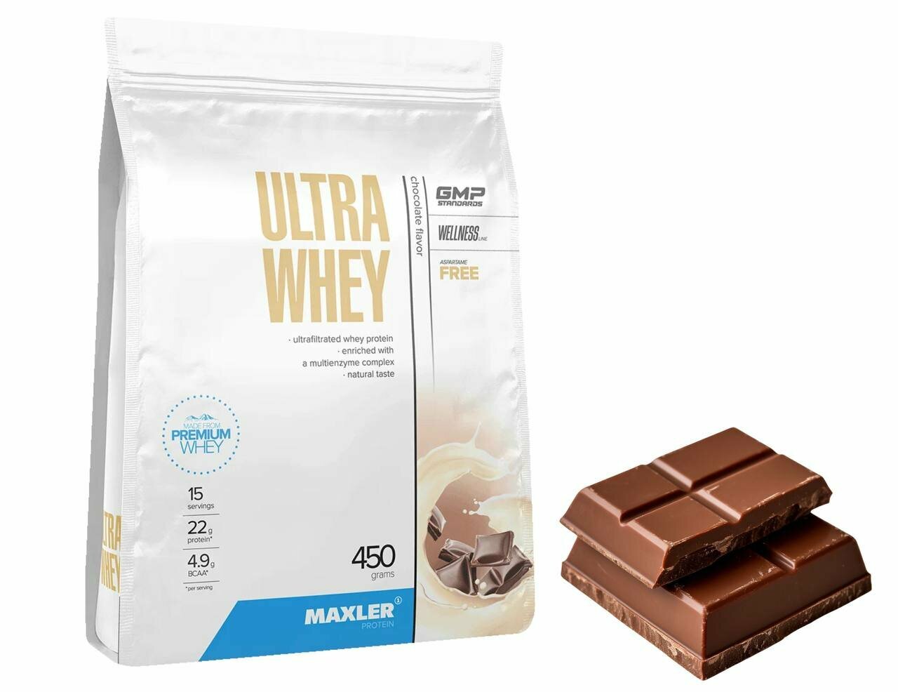 Протеин Maxler Ultra Whey, 450 г, молочный шоколад, без глютена