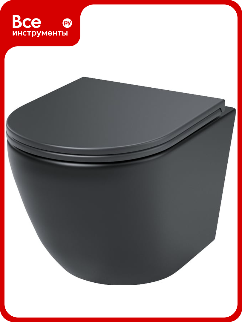 Подвесной унитаз IDDIS безободковый чёрный матовый Blanco BLAR3BMi25