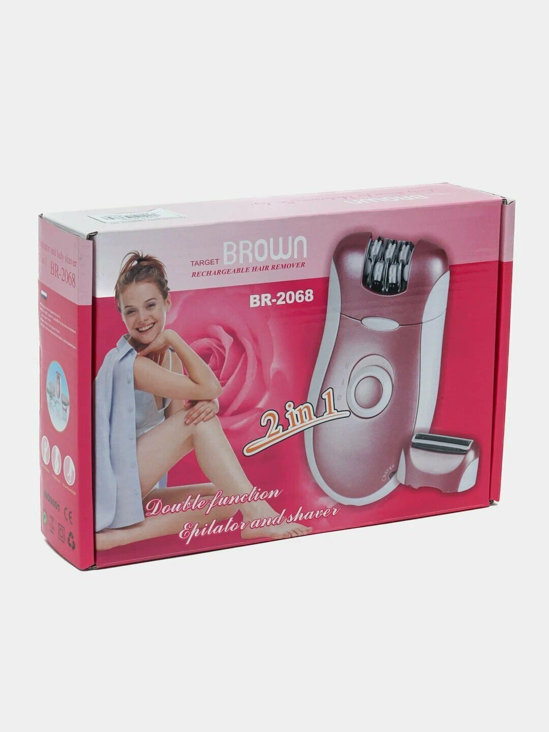 Эпилятор Braun BR-2068, 2 в 1, розовый, двойная эпиляционная головка