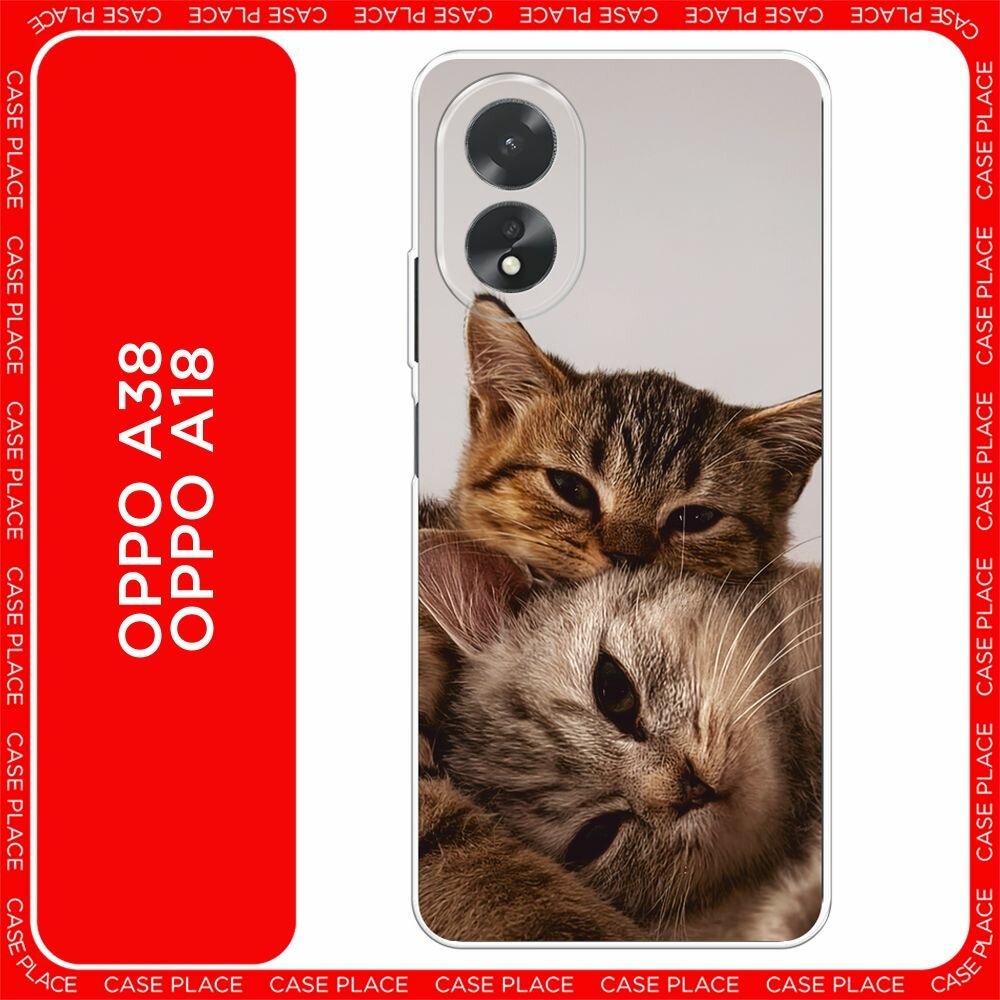 Чехол на Oppo A38/A18 / Оппо A38/A18 с принтом "Нежные котята - 14 февраля"