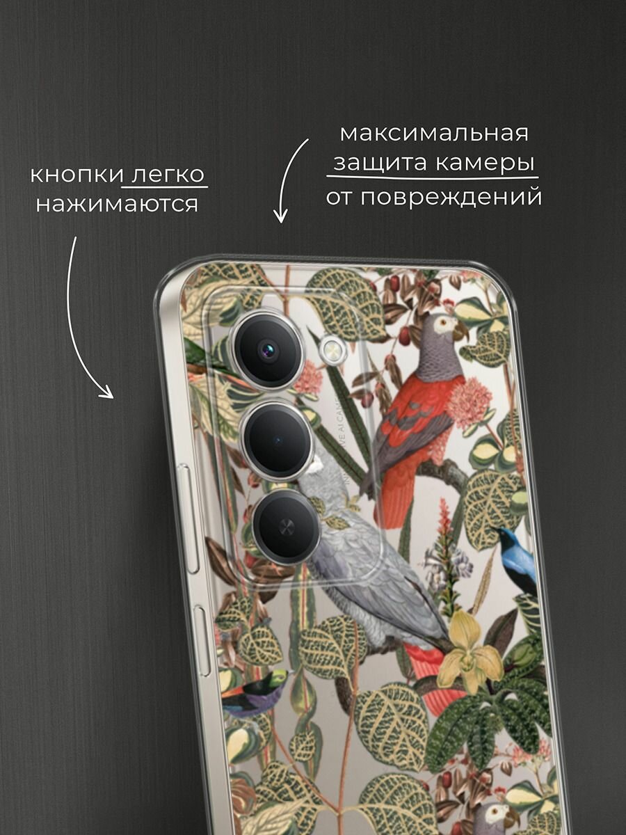 Чехол на Xiaomi Redmi 15 / Сяоми Редми 15 с принтом "Tropical pattern", прозрачный — фото 1