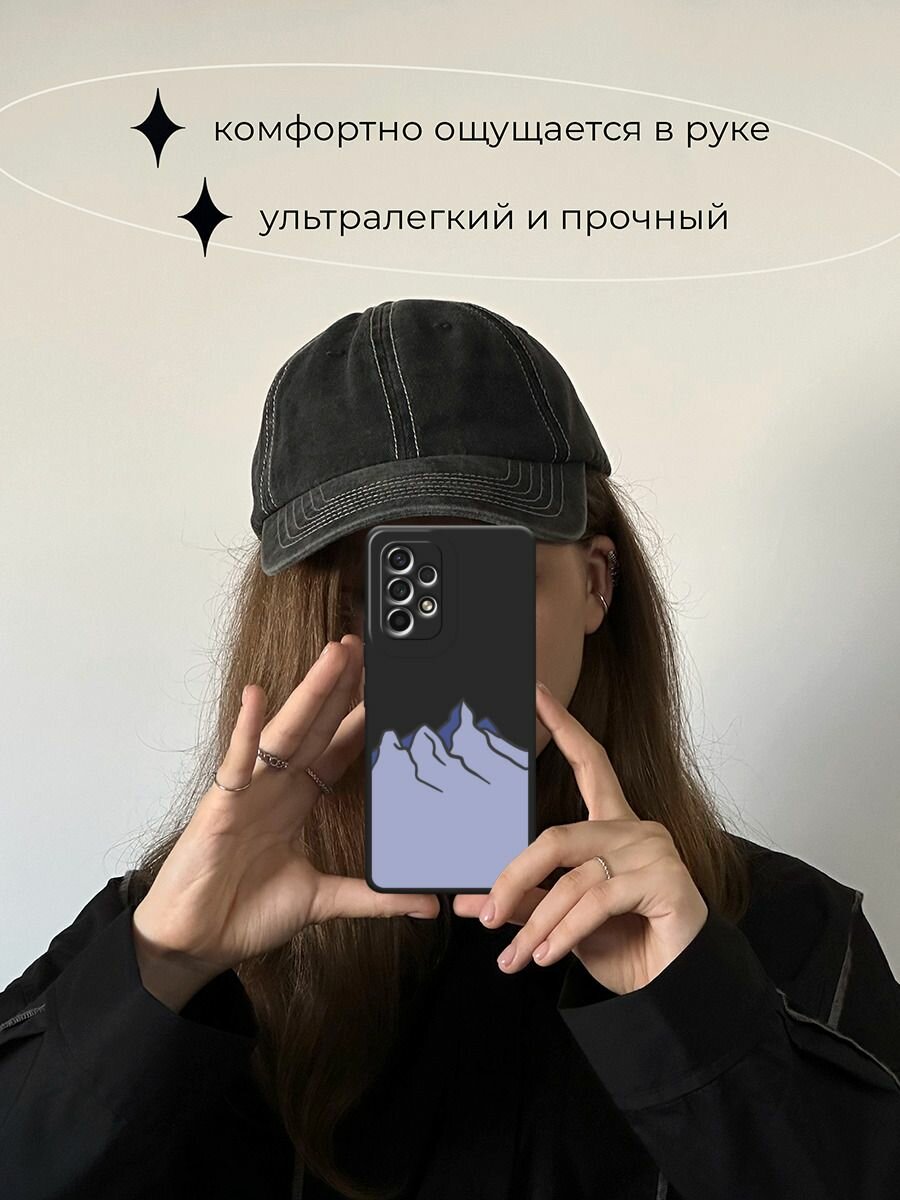 Черный матовый чехол на Samsung Galaxy A53 / Самсунг Галакси А53 с принтом "Гора" — фото 1