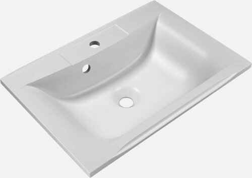 Изображение товара Мебельная раковина Florentina Прима 65 накладная, из литьевого мрамора, белая, раковина для ванной, прямоугольная
