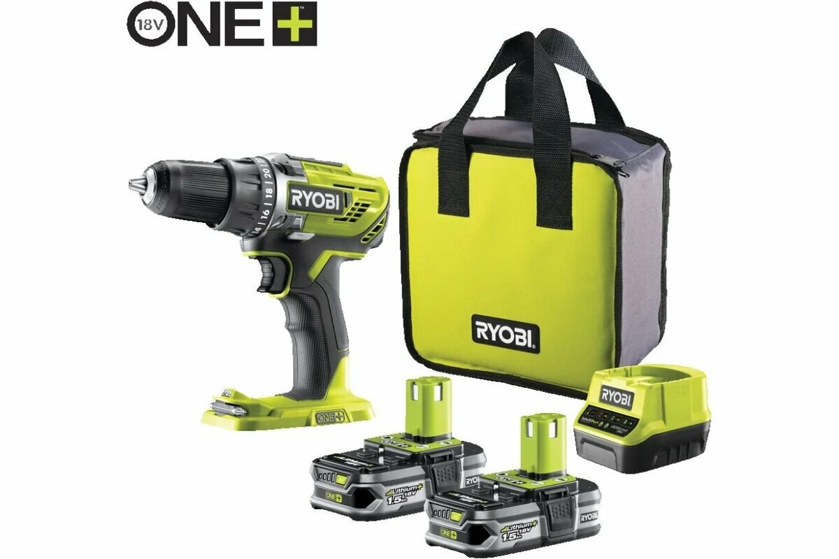 Дрель-шуруповёрт Ryobi R18DD3-215S 18В 50Нм 2 скорости 17 кг