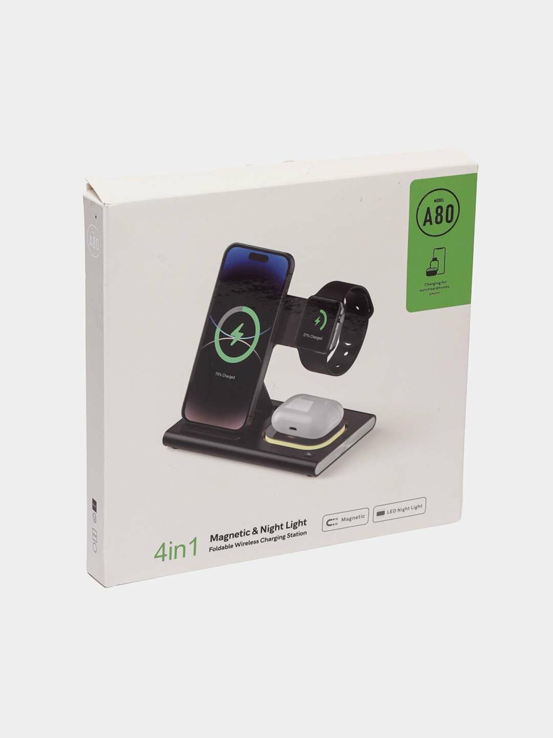 Беспроводное зарядное устройство, 4 в 1, Wireless A80 Black.