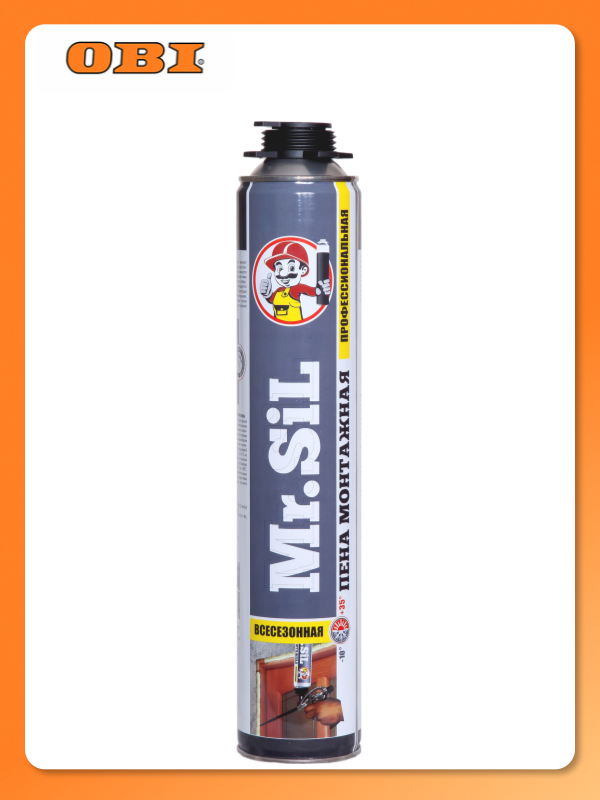 Монтажная пена Mr.SiL, профессиональная, 750 мл, всесезонная, объем выхода пены 45 л.