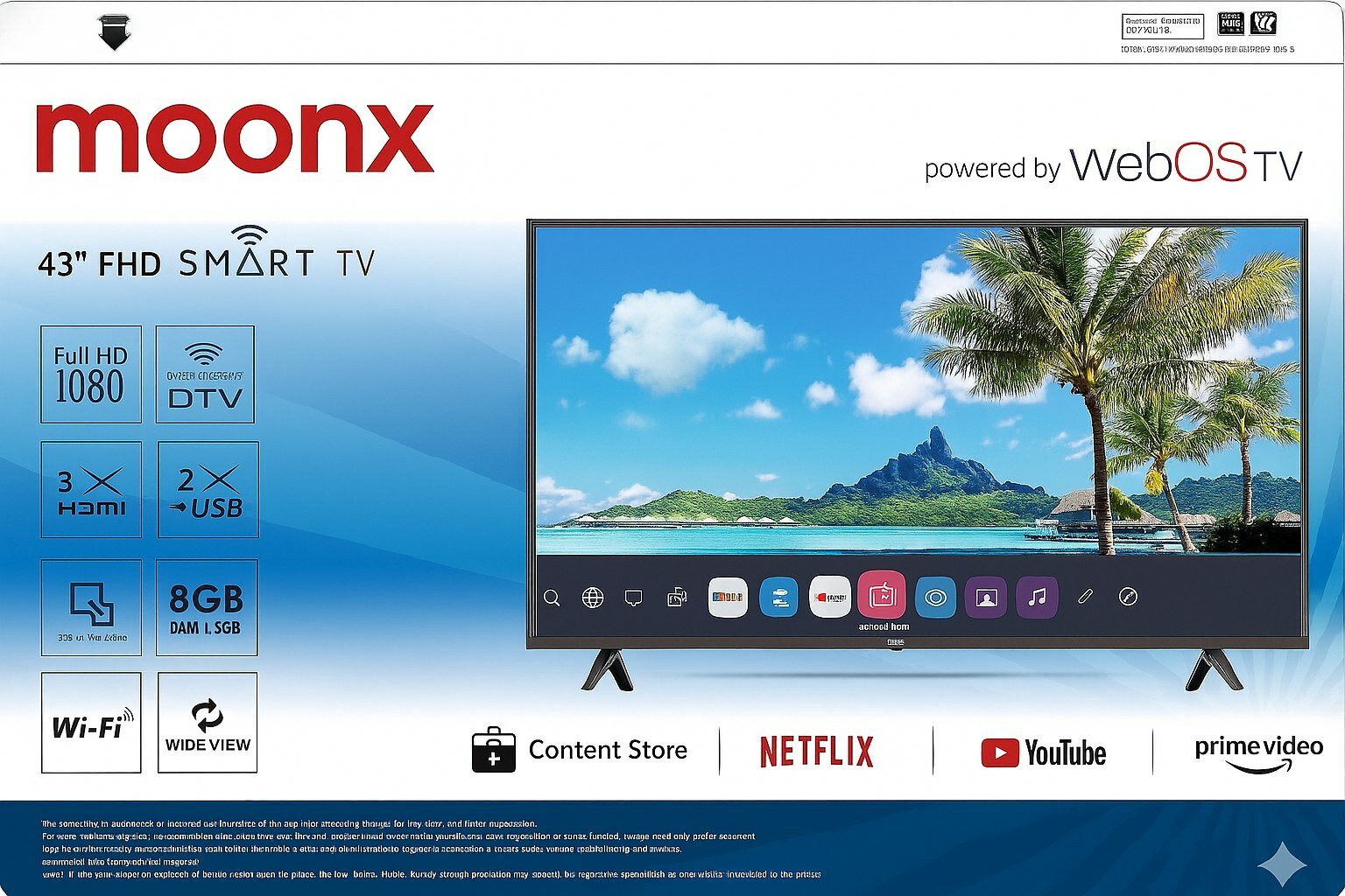 MoonX 43" FHD WebOS Smart TV (43M805) | Большой экран, Wi-Fi, Full HD, YouTube/Netflix, голосовое управление через пульт