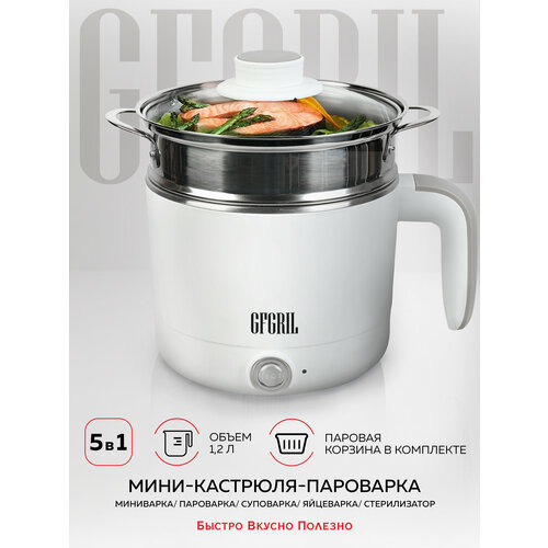 Электрическая кастрюля GFP-20: миникастрюля/ пароварка/ яйцеварка/ суповарка/ стерилизатор