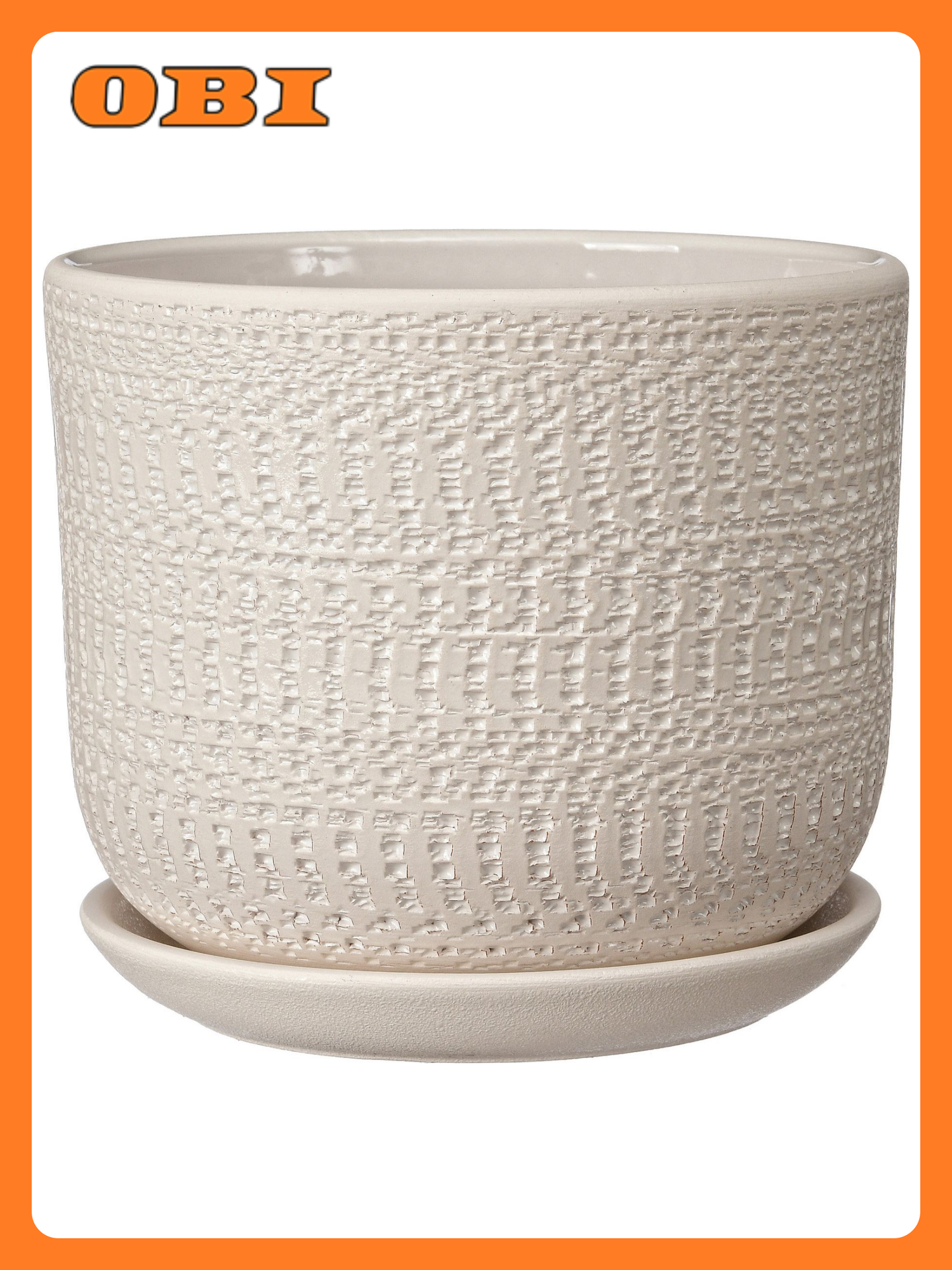 Горшок Бельгия d-15 см керамический белый с поддоном