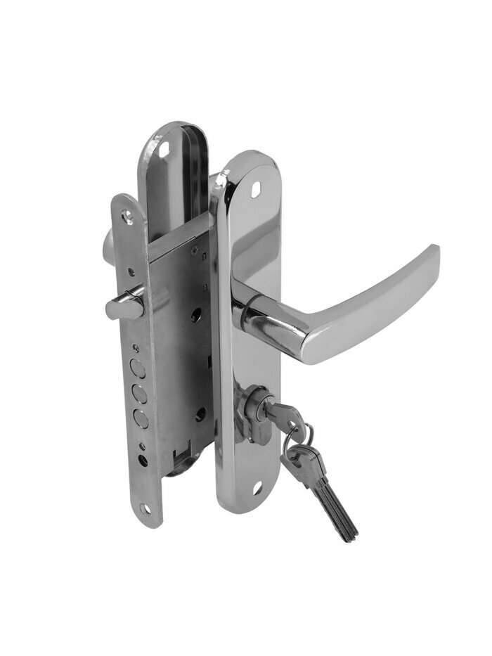 Замок врезной LOCKLAND Rd=005 с ручкой B/S 55 мм 4 ключа цвет хром