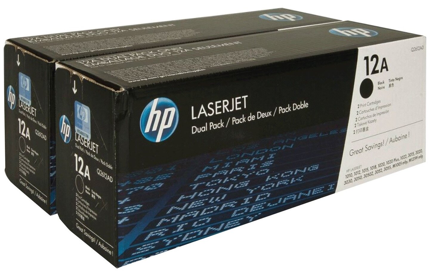 Картридж лазерный HP (Q2612AF) LaserJet 1010/1012/1015/1020/1022/3015/3020/3030, №12A, комплект 2 шт. х 2000 страниц