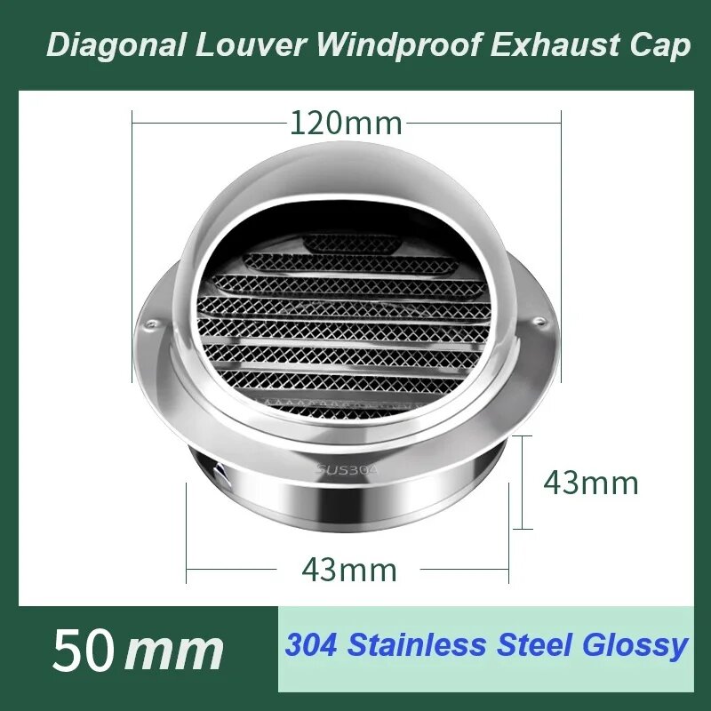 Φ150 мм непромокаемая вентиляционная крышка из нержавеющей стали крышка выхлопной решетки трубка/выпускной канал ветрозащитная шариковая крышка для кухни/настенного потолка
