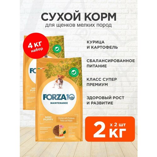 фото Forza10 виа! сухой корм для щенков мелких и средних пород из курицы и картофеля 0115002 | puppy junior maintenance, 2 кг (2 шт)