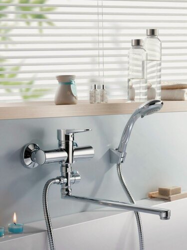 Изображение товара Смеситель для ванны G.lauf NUD6-A045 с лейкой, душевой гарнитур, поворотный, кран в ванную, хром