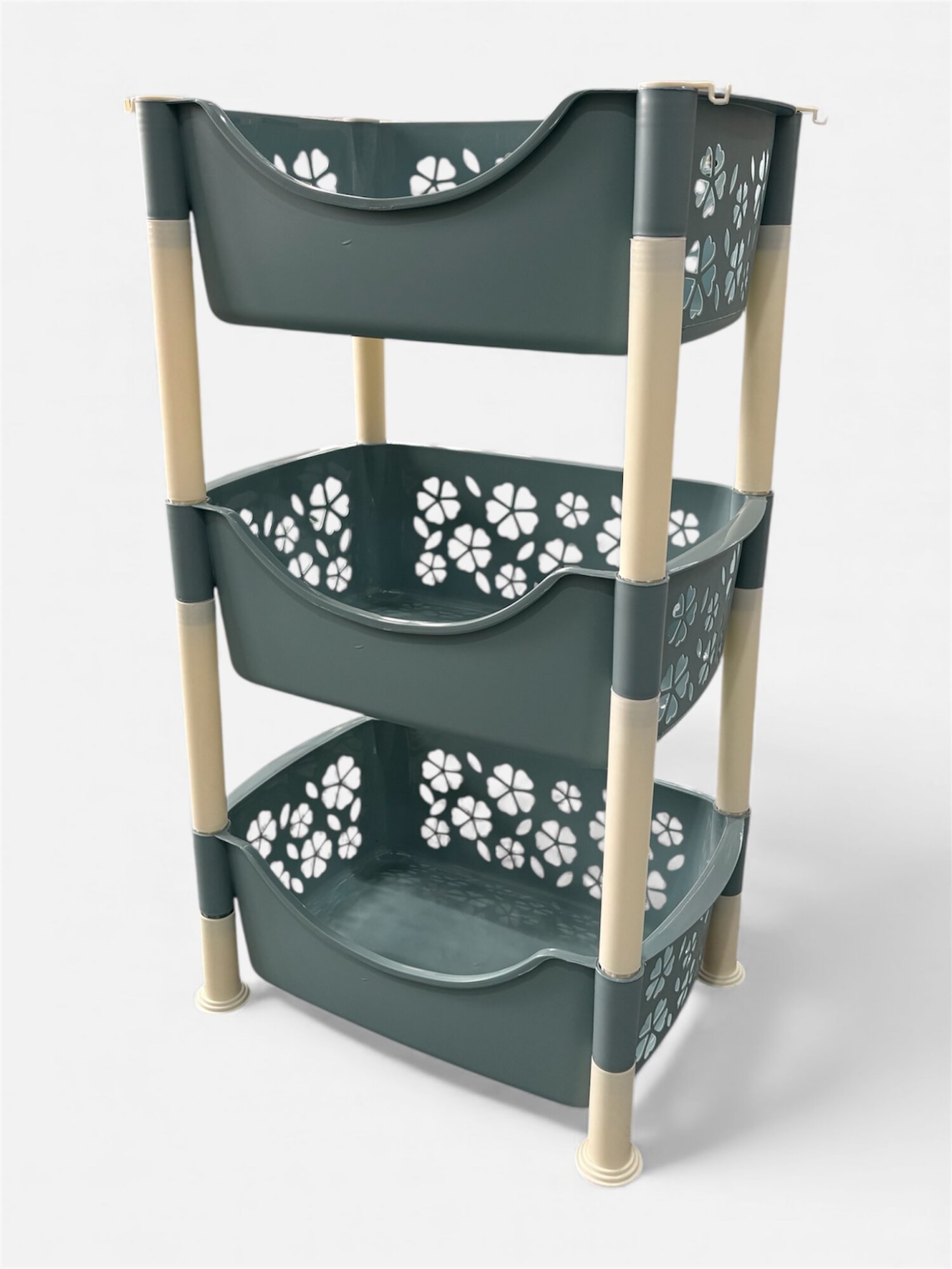 Прочная трёхъярусная пластиковая полка для ванной, кухни и хозяйственных принадлежностей