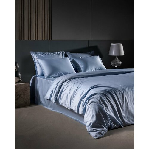 Постельное белье 2 спальное евро Пододеяльник 200х220 4 наволочки 50х70 простынь 240х260 Цвет Синий 10000₽