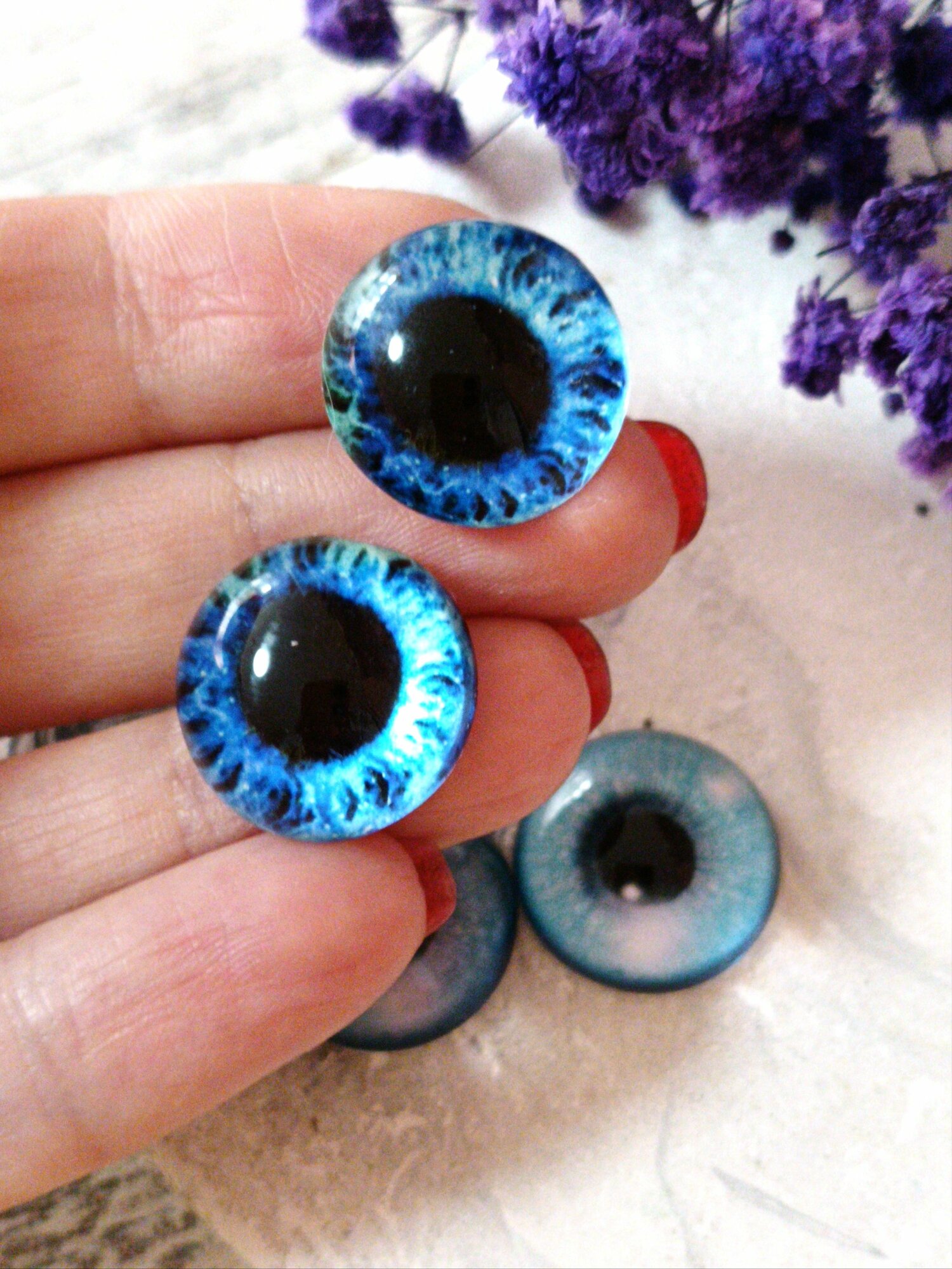 Глаза стеклянные кабошоны для игрушек 18мм 2 пары — фото 1