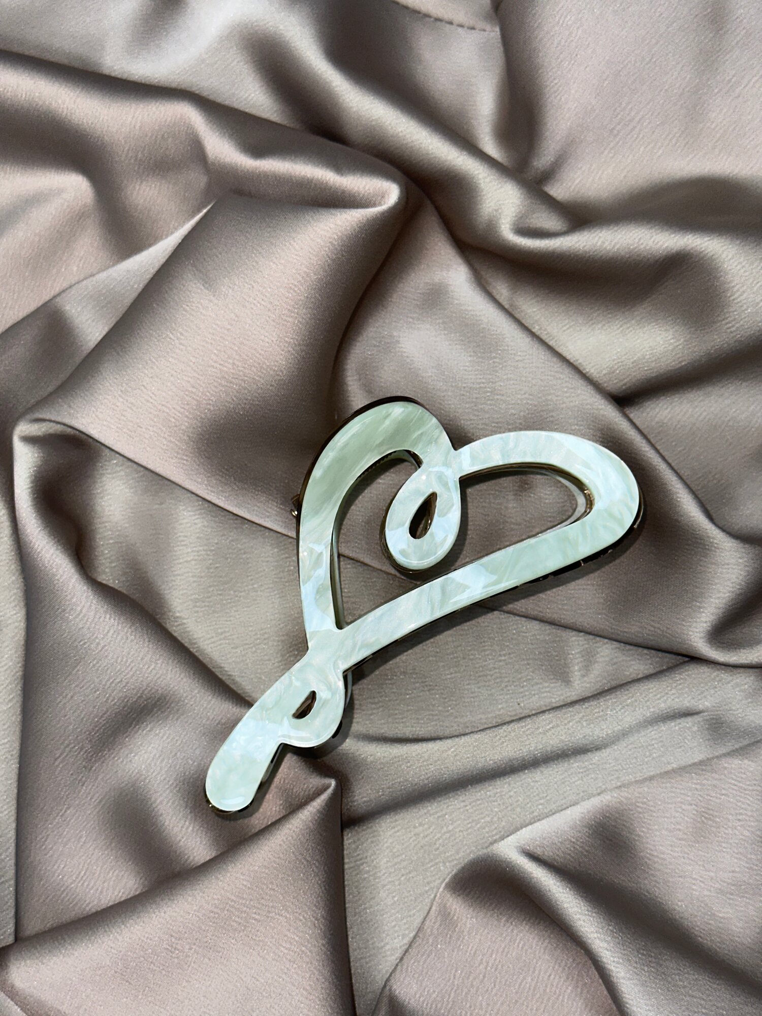 Корейская , модная , стильная заколка для волос , LOVE, мраморное покрытие , цвет мраморный зеленый