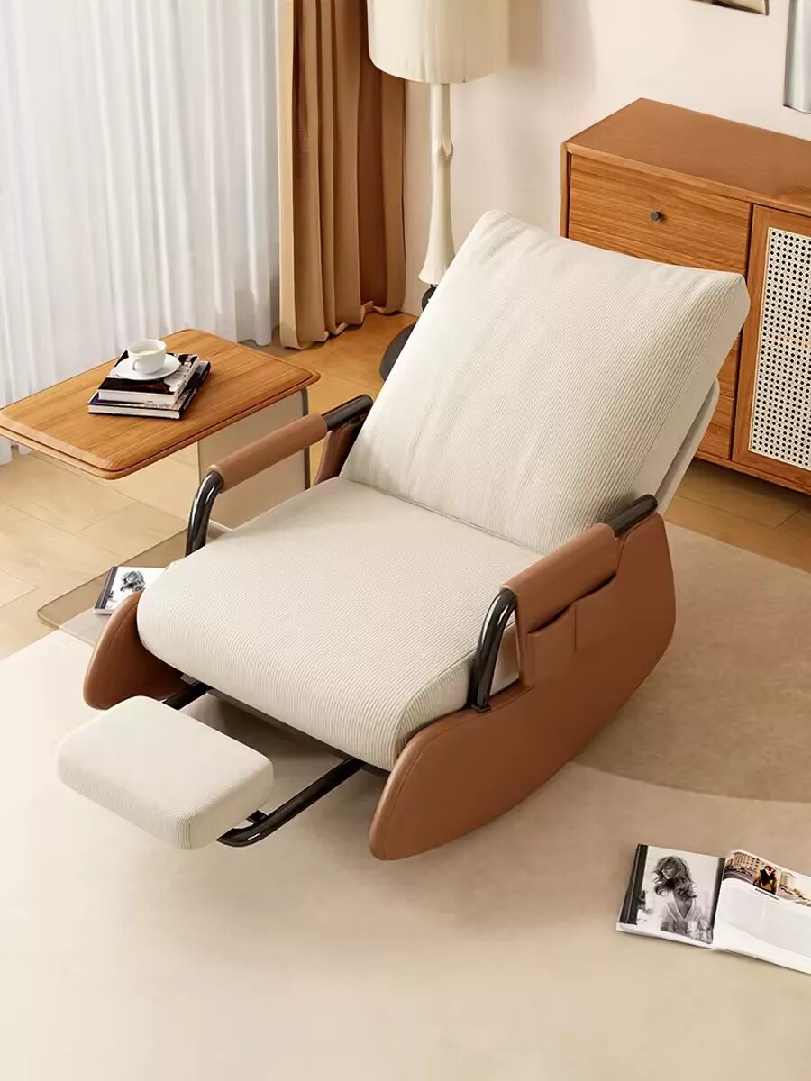 Кресло-качалка, бархат, эргономичное, для взрослых и детей, мягкое, складная конструкция — фото 1