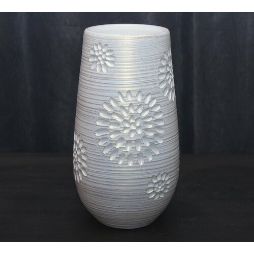 Ваза для цветов керамическая декоративная интерьерная Астра белая конус h25см (24-823) красивая + Кристафлор