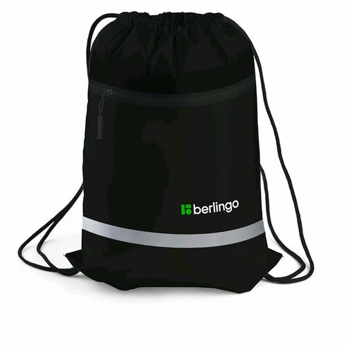 Мешок для обуви 1 отделение Berlingo Basic black 360460мм светоотражающая лента карман на молнии 815₽
