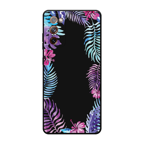 Матовый силиконовый чехол на Samsung Galaxy S20 FE / Самсунг Галакси S20 FE Пальмовые ветви арт, черный