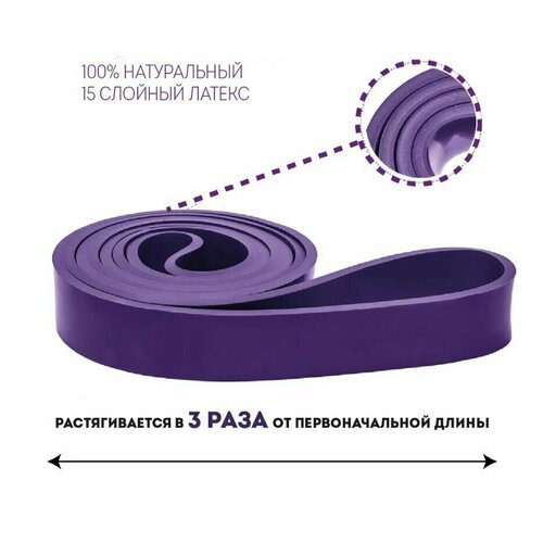 фото Резинка для фитнеса, эспандер ленточный, сопротивление от 22 до 45 кг, фиолетовый pumper