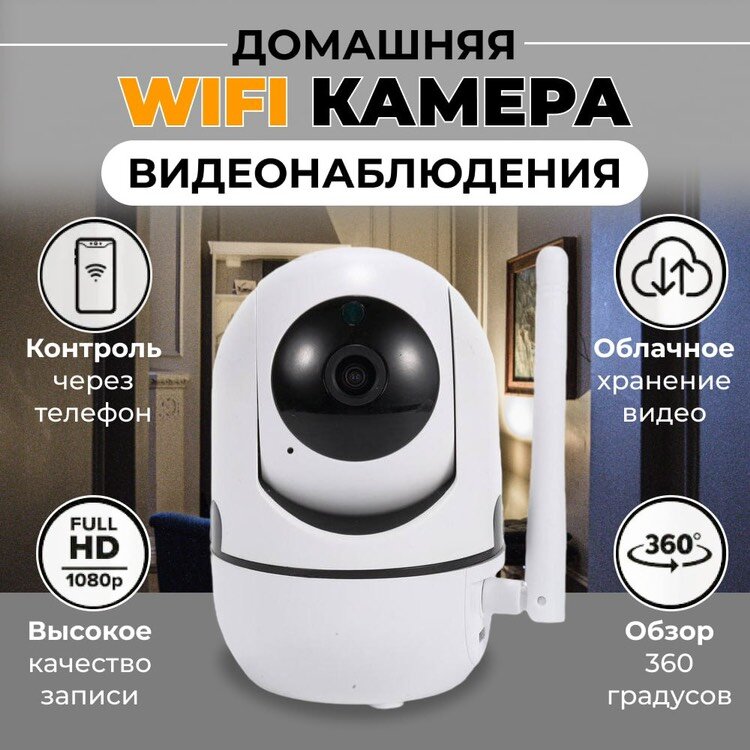 Камера видеонаблюдения, беспроводная WiFi камера видеонаблюдения, IP 66 /умная камера с обзором 180 + ночной съемкой + датчиком движения + двусторонней аудио связью