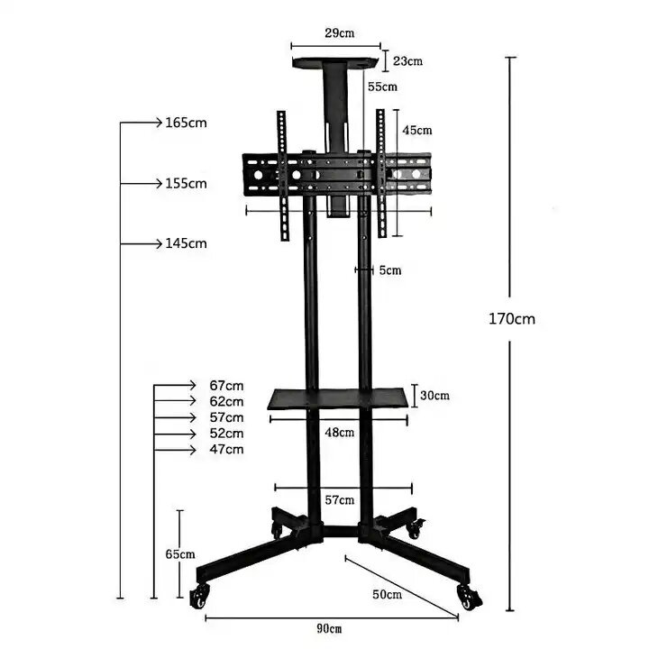 Стойка для телевизора диагональю от 32 до 70 дюймов мобильная на колесиках