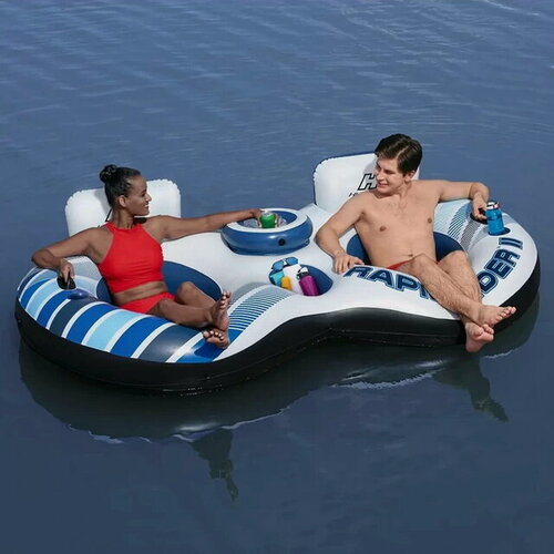 Изображение товара Надувное круг-кресло Rapid Rider 240*122 см двухместное с баром, голубое, Bestway, 43113
