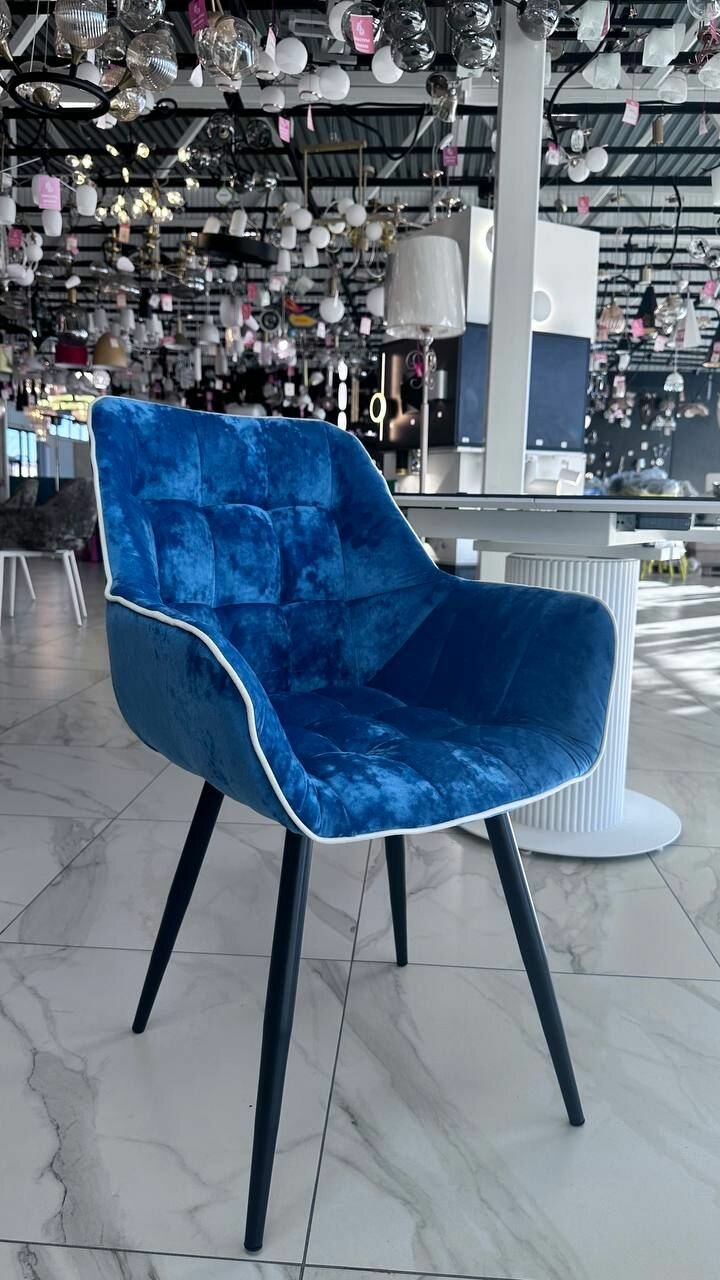 фото Стул Bellagio (Балладжио) ткань Джес 01 с белым кантом, опоры Мк2 конус цвет белый, поворотный механизм 360