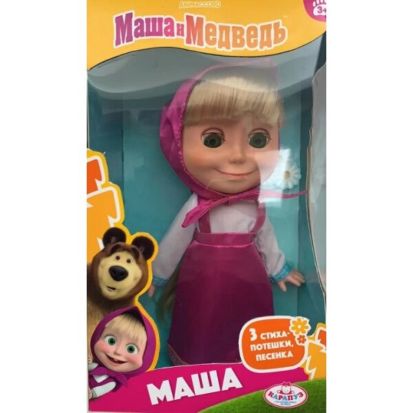 Кукла Маша и Медведь маша 25 см, озвуч, кор карапуз в кор.18шт