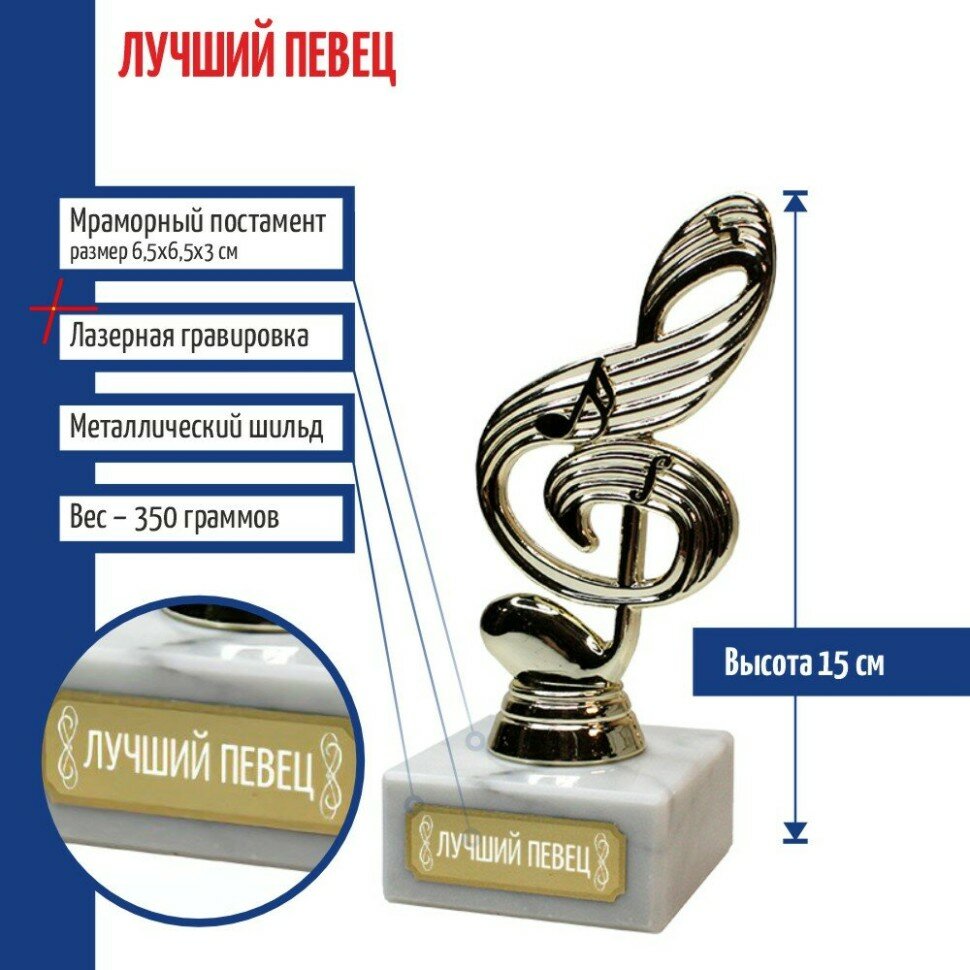 Подарки Статуэтка Ключ "Лучший певец" (15 см)