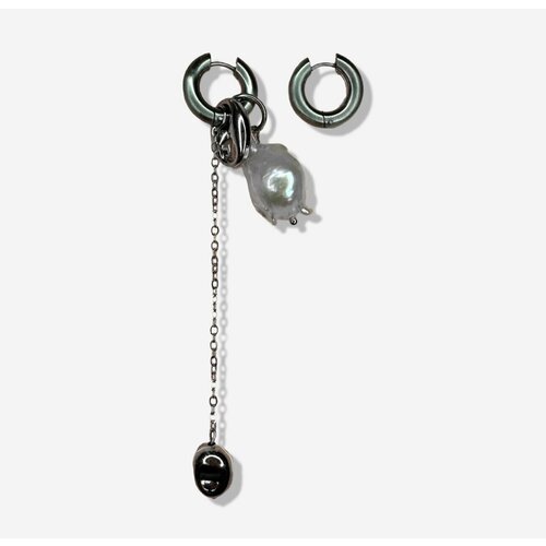 Серьги конго 2SICK жемчуг барочный серебристый 4099₽