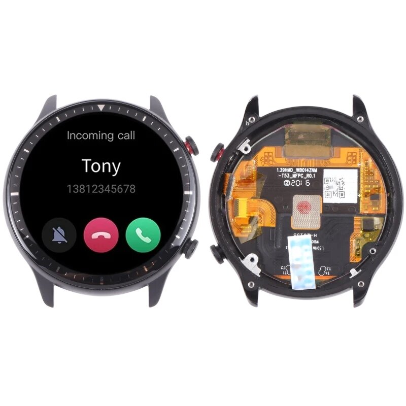 ЖК-экран для Amazfit GTR 2 дигитайзер в сборе с рамкой, Черный