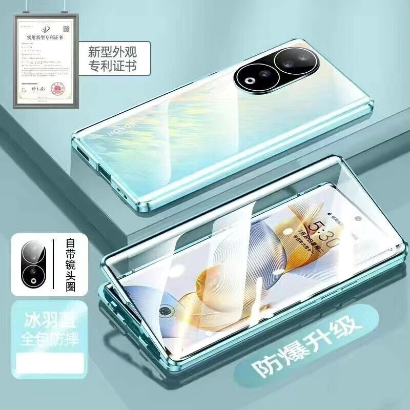 360 Полный Чехол для Honor 90 Чехол двусторонний Магнитный защитный чехол для телефона Honor 90 чехол, Синий, For Honor 90