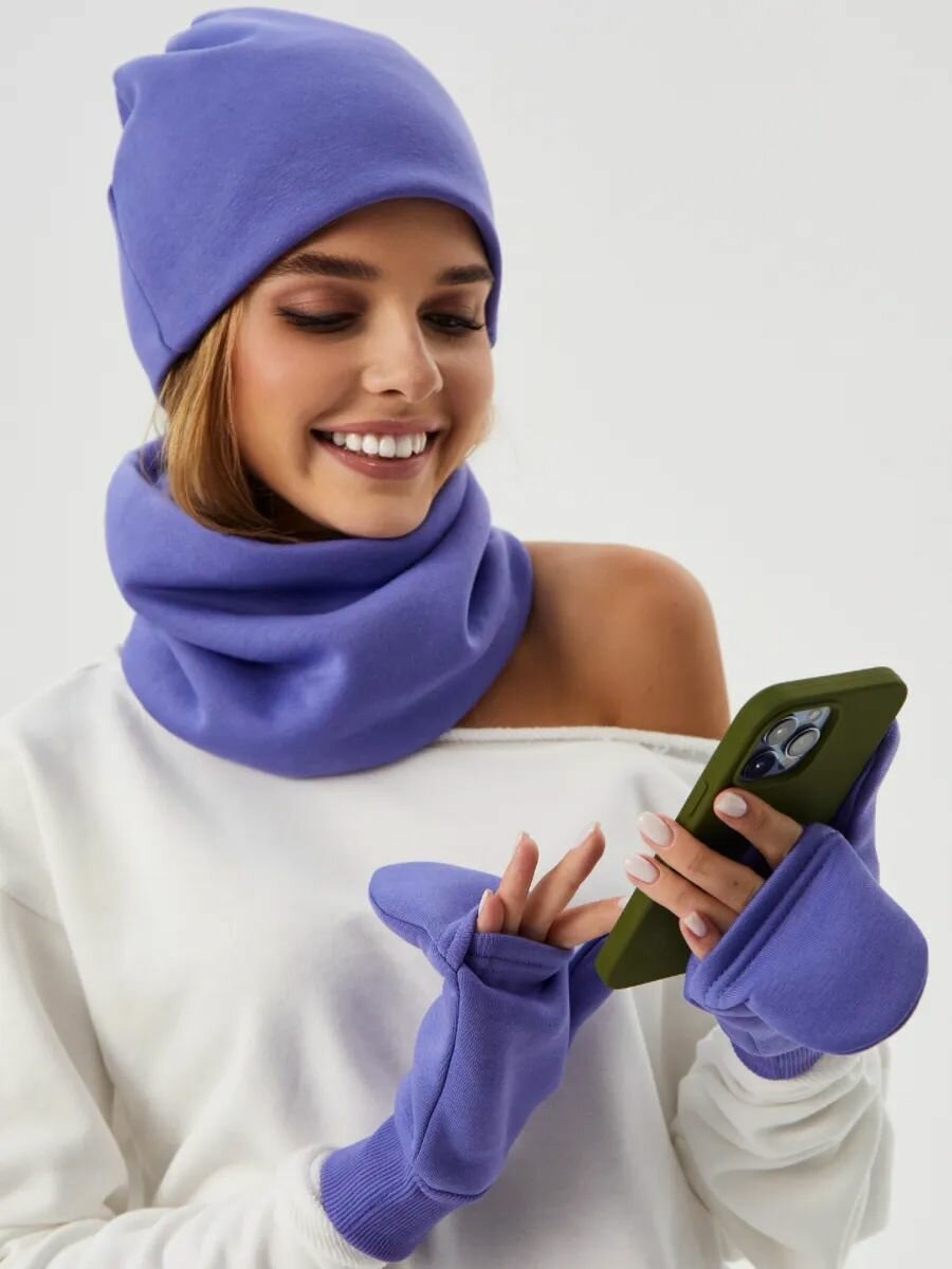 Комплект с головным убором HIGH TEMP Базовая коллекция для женщин, размер ONE SIZE, фиолетовый — фото 1