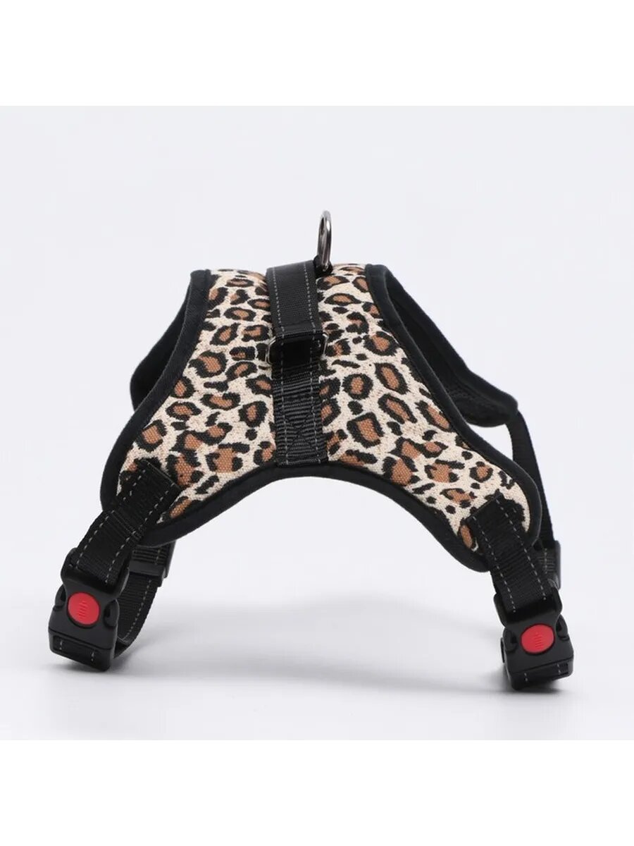 Мягкая светоотражающая леопардовая шлейка для больших собак