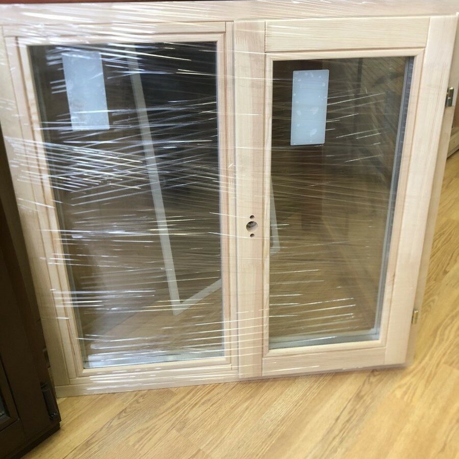 Деревянное окно ОСВ 87 см x 87 см сосна без покраски складское наличие