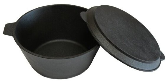 Кастрюля Камская Посуда с чугунной крышкой-сковородой, 2,5 л