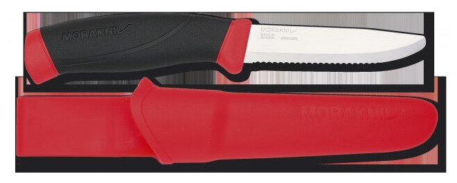 Нож Morakniv Companion F (11828) стальной лезв.99мм серрейт. заточка черный/красный - фото №9