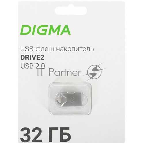 Флеш Диск Digma 32Gb DRIVE2 DGFUM032A20SR USB2.0 серебристый